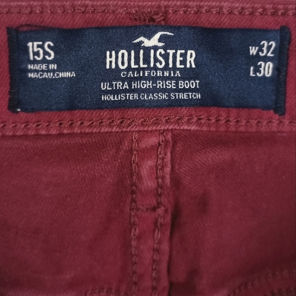 Hollister Ultra High Rise Boot Jeans in Burgundy Size 32 - Picture 5 of 5